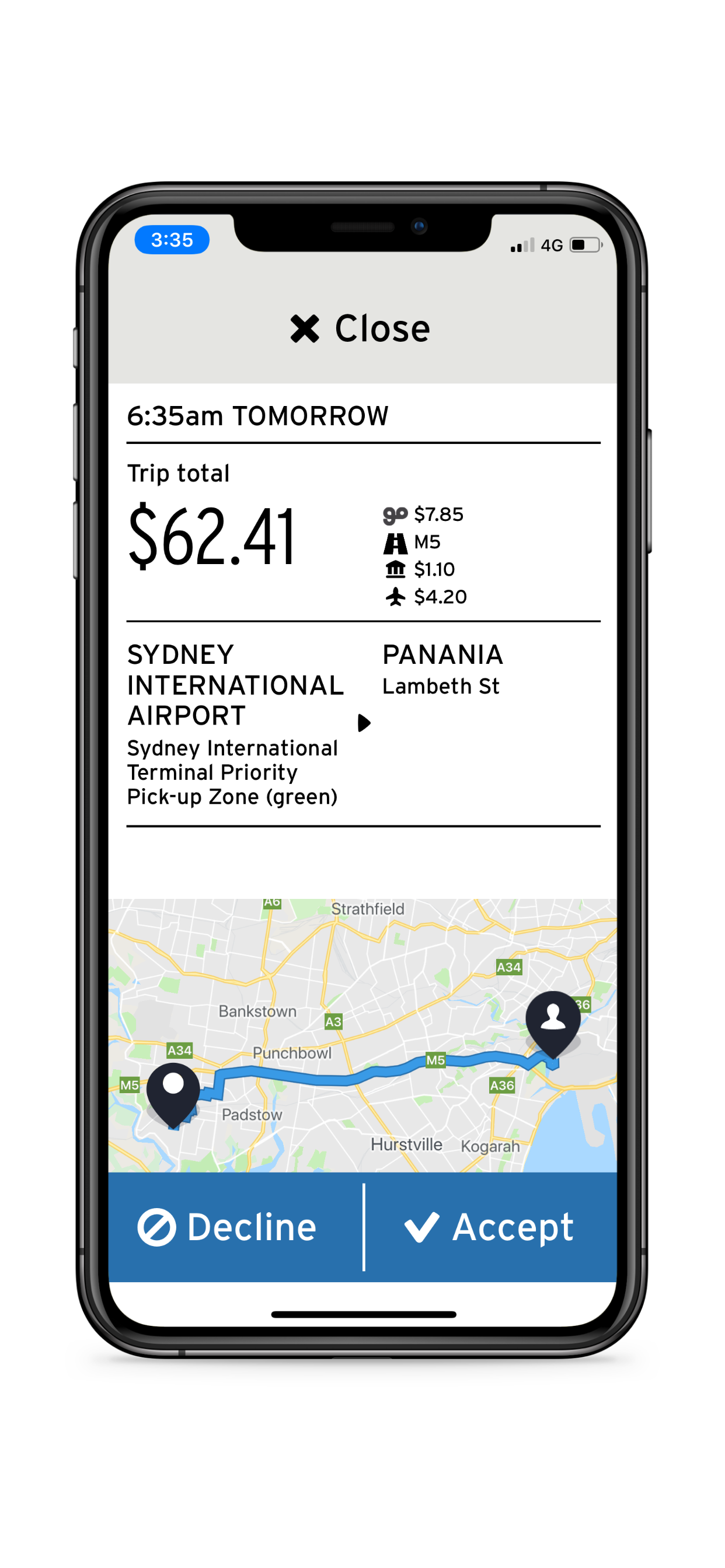 iphone showing fixed fares